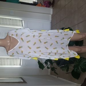 M pineapple & tassels batwing swim cover kaftan